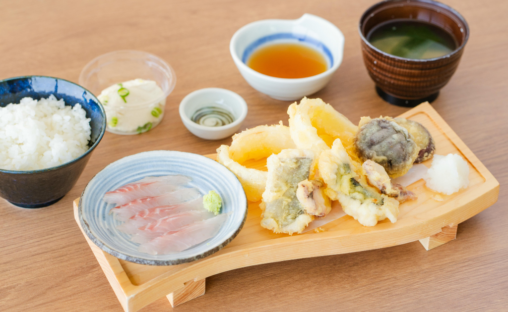 夏の淡路島鱧・たこ天ぷら定食画像
